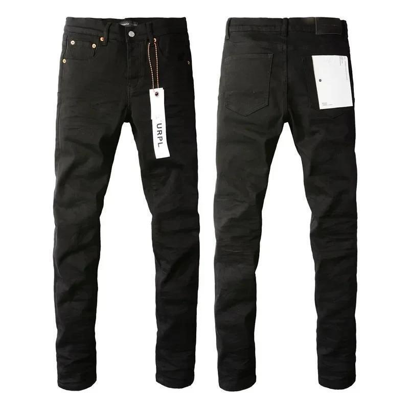 2025 New Cross-Border Dropshipping Purple Jeans American High Street Black Pleated Basic Style