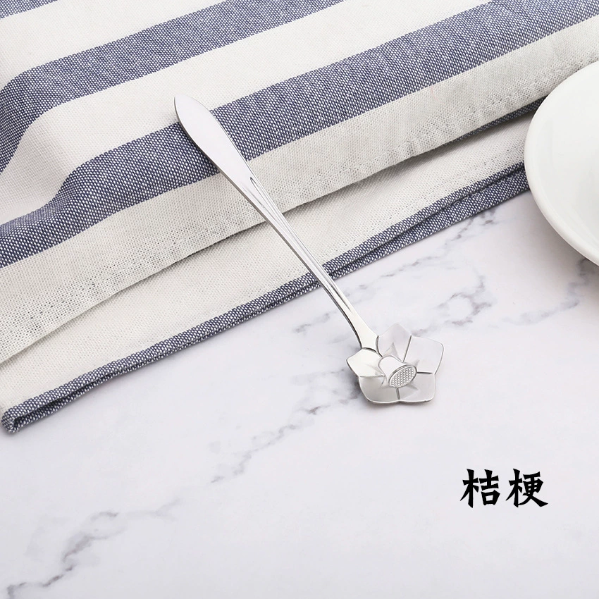 Смесительная ложка (Bicheng) флоральная нержавеющая сталь, короткая ручка, подарок на день рождения