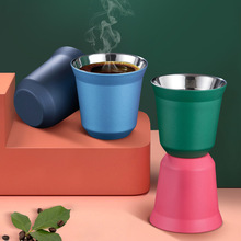304不锈钢双层咖啡杯 隔热茶水杯啤酒杯胶囊咖啡杯 礼品批发