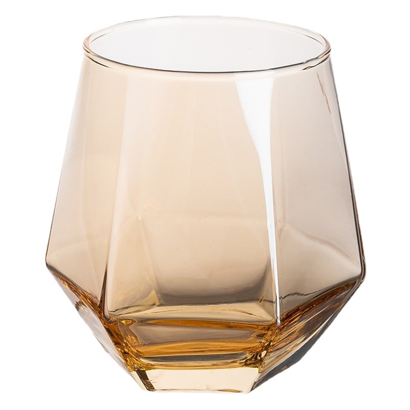 Verde manzana galvanoplastia de color de vidrio resistente al calor creativo hexagonal diamante taza de leche taza de té Golden Edge Bar