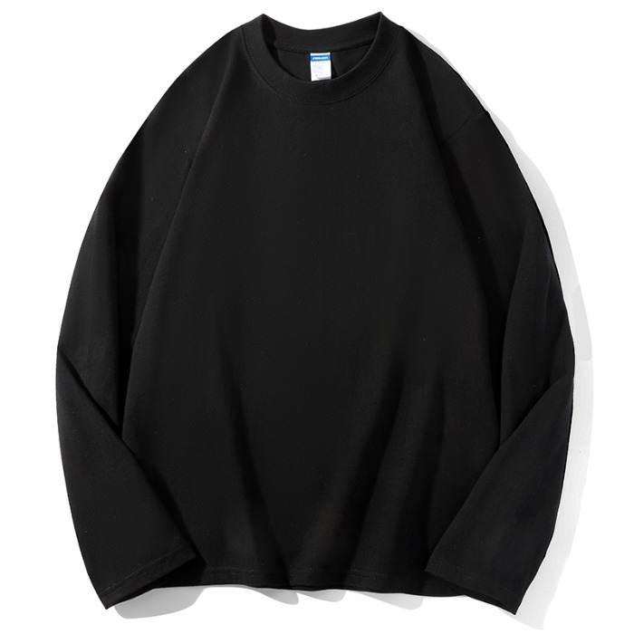 三本針！長く洗っても形が変わらない！300gの厚手純綿ホワイト長袖Tシャツ レディース ゆったり着痩せ効果あり メンズにも使えるインナー