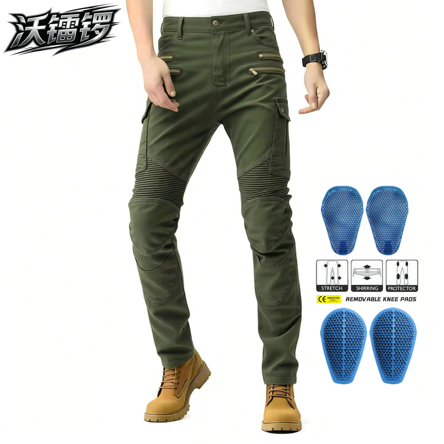Vaqueros de moto VOLERO para hombre, pantalones casuales para montar al aire libre, estilo táctico con múltiples bolsillos y cremallera, pantalones anticaída para motocicleta