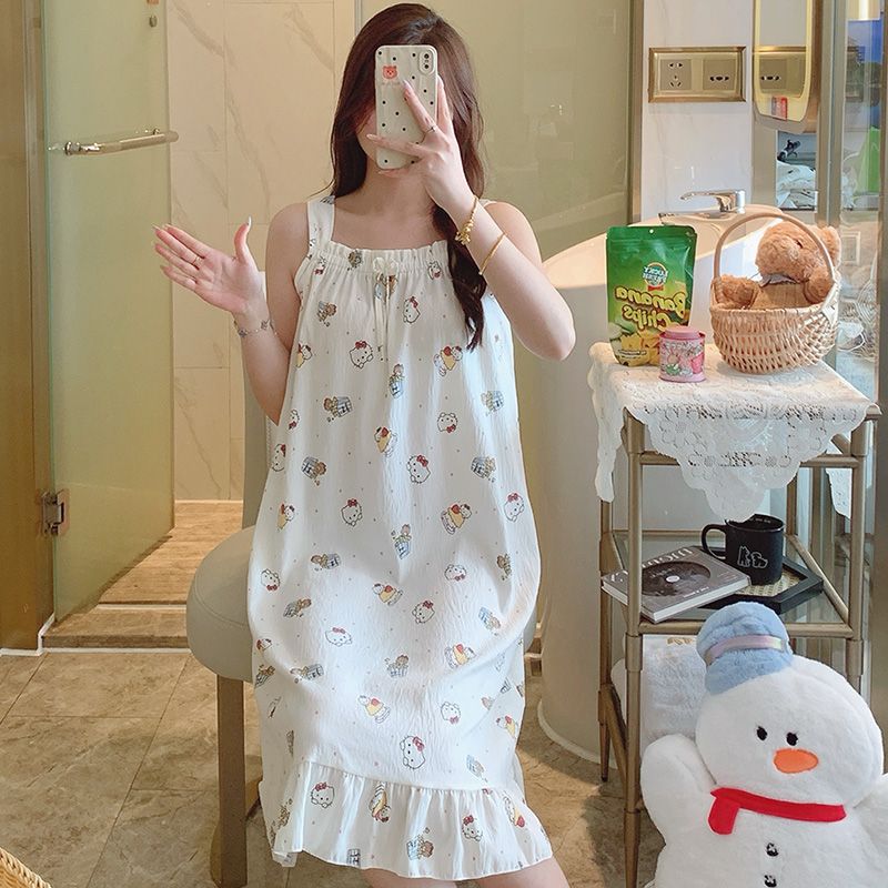 Camisón transfronterizo mujer verano nuevo estilo nube algodón tirantes sin mangas chaleco estilo princesa estudiante dulce y lindo servicio a domicilio