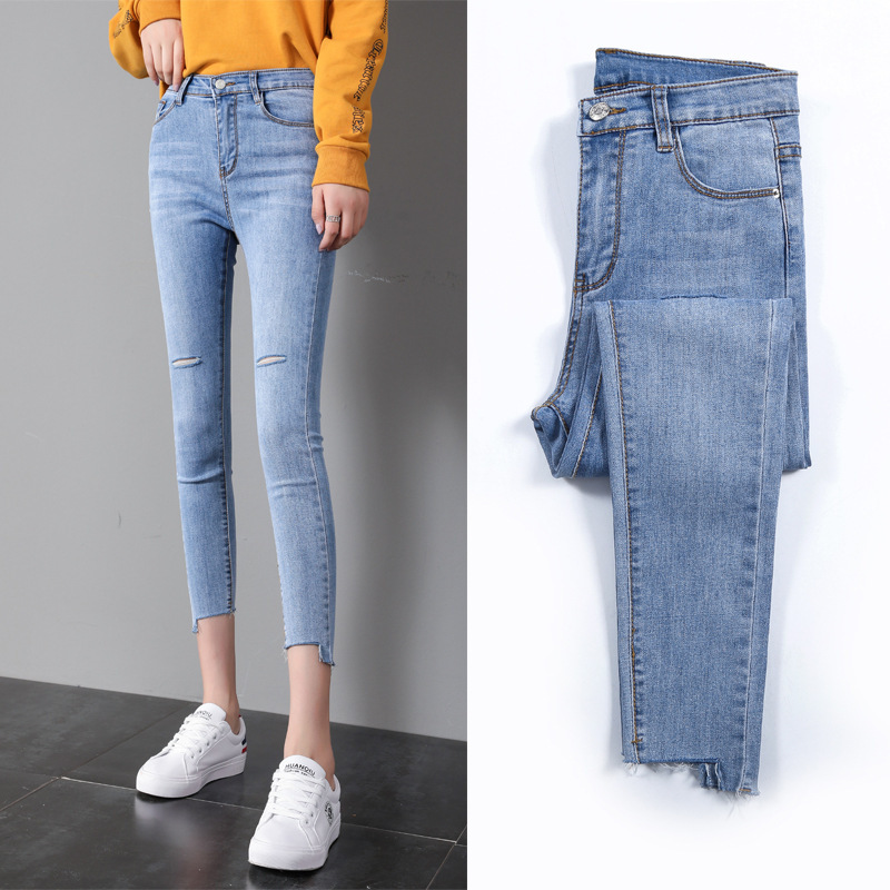 女装小脚铅笔裤性感弹力紧身百搭牛仔九分裤潮流百搭修身显瘦小脚