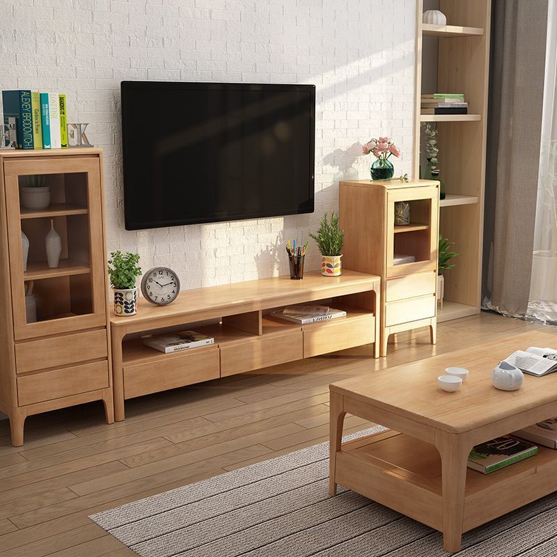 北歐實木電視櫃茶幾組合套裝簡約實木櫃客廳矮櫃地櫃高低櫃現代