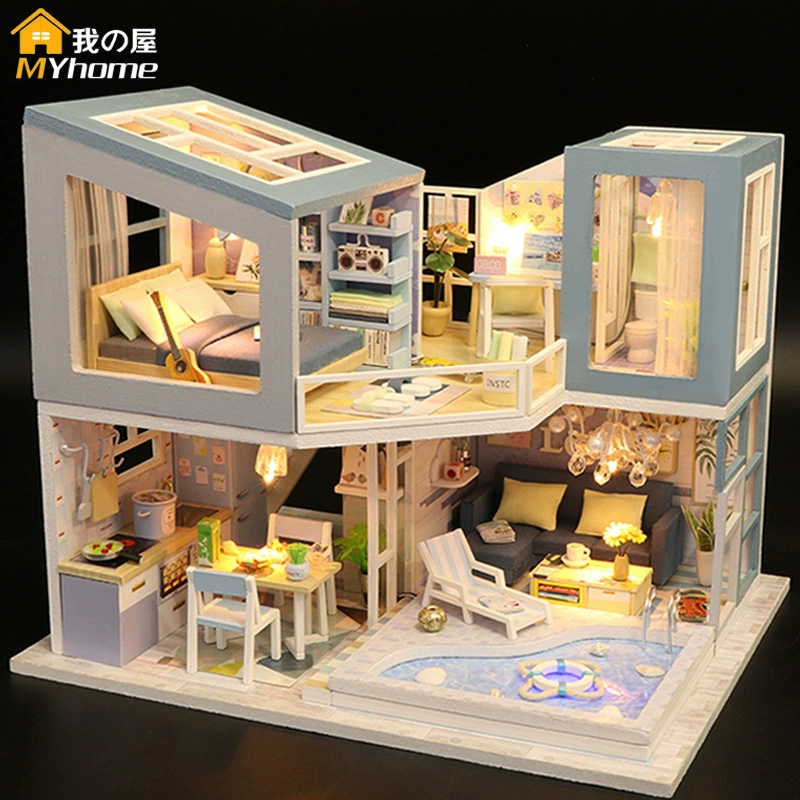 Diy коттедж Вилла чердак ручной работы модель дома, собранная игрушка, чтобы отправить творческий подарок на день рождения женщина