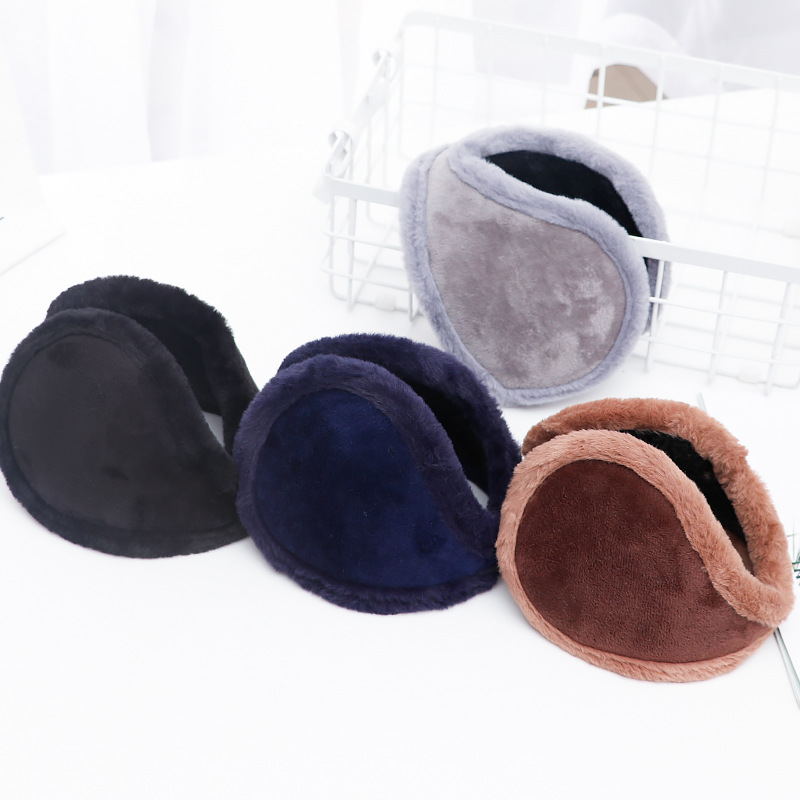 2023 winter fashion solid color men warm hair ear muffs outdoor windproof increase thickened warm ear bag wholesale