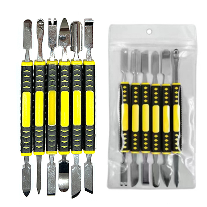 双头金属撬棒6件套平板手机开屏开机棒维修工具拆机撬棍6合一铁撬