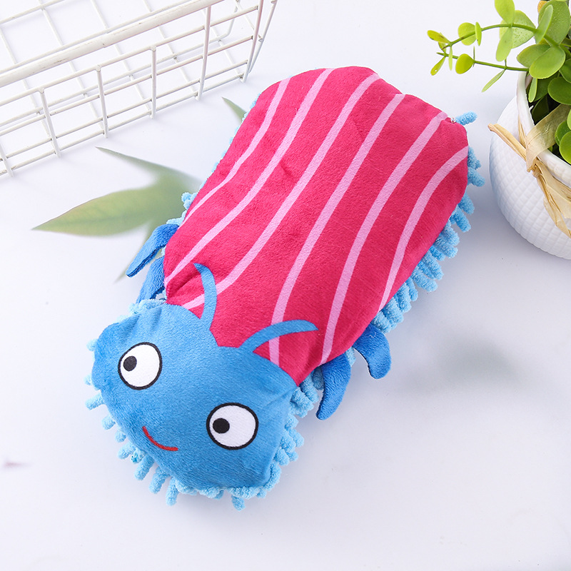 Suministros para mascotas trapeador creativo terciopelo animal escarabajo dibujos animados papel de sonido juguete de peluche rechinar dientes dientes juguetes para perros