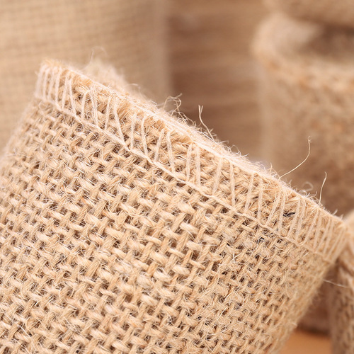 Factory direct sale DIY handmade Christmas wedding craft lace linen roll original color linen ribbon 5m long