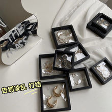 首饰收纳盒防氧化亚克力透明首饰盒耳环珠宝展示架密封薄膜悬浮盒