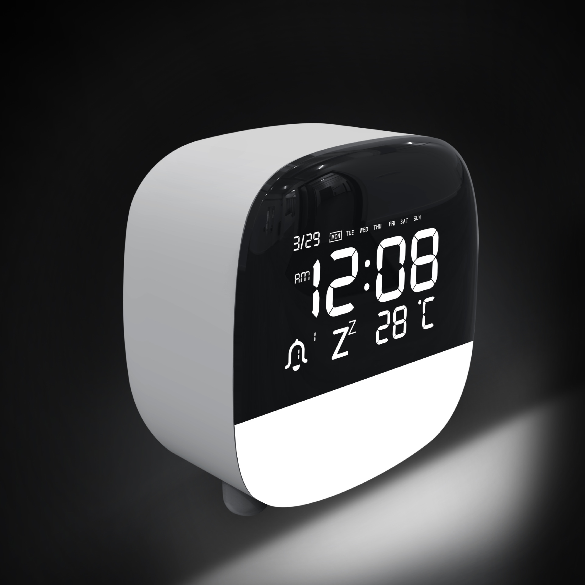 青少年时尚钟表学生可爱闹钟静音电子钟室内温度计表夜光钟调节