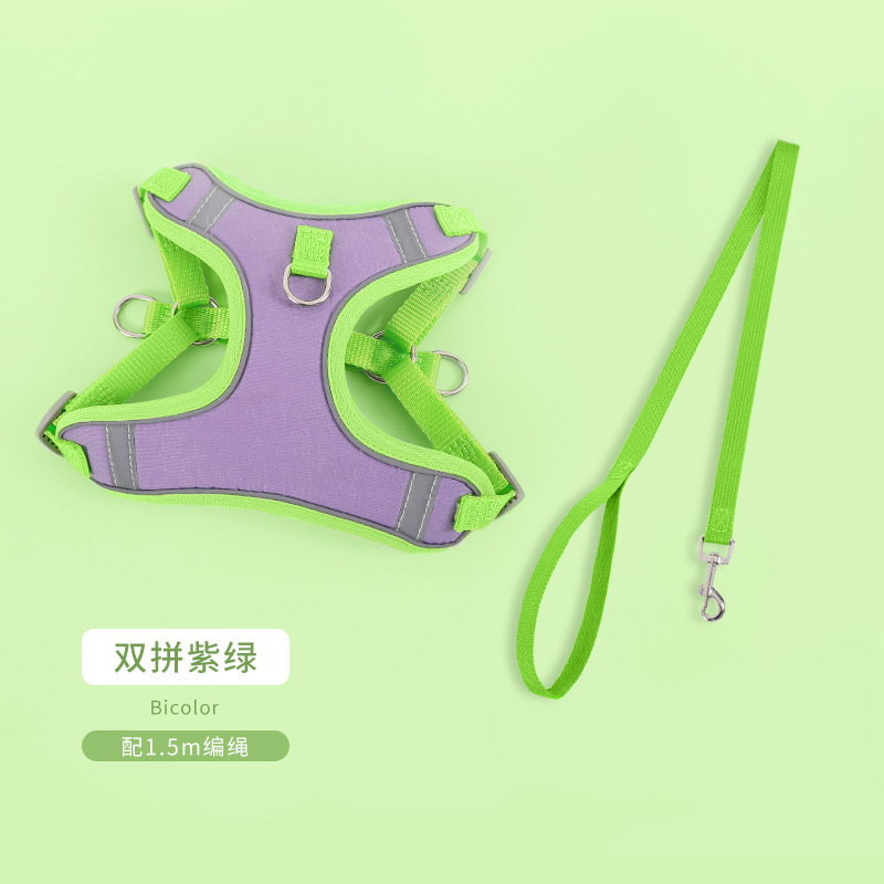 Amazon popular mascota correa de pecho gamuza gato y correa de perro reflexivo transpirable perro cuerda correa de perro