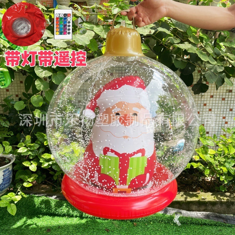 跨境新款充气圣诞球带灯户外庭院布置PVC透明球中雪人圣诞装饰球|undefined