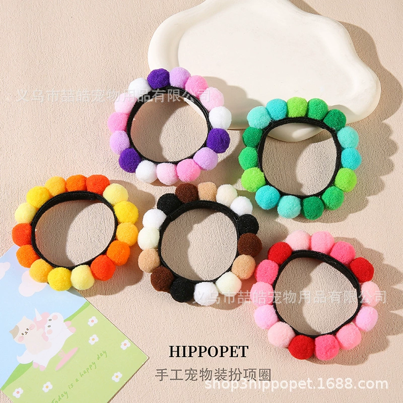 Волосы для домашних животных ошейник смешанный цвет шерстяные шары кот собачий нагрудник аксессуар кольцо трансграничный горячий распродажа ошейник
