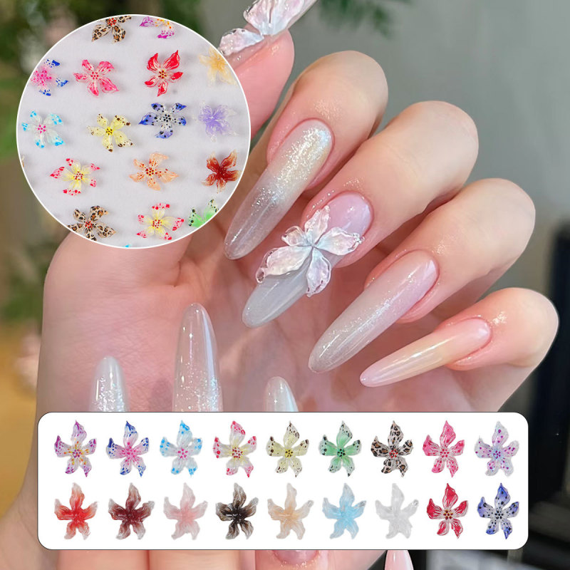 New Soft Carved Ice Crystal Lily Semi-Transparent Fruit Jelly Three-Dimensional Ice Flower Shell Nail Art Jewelry