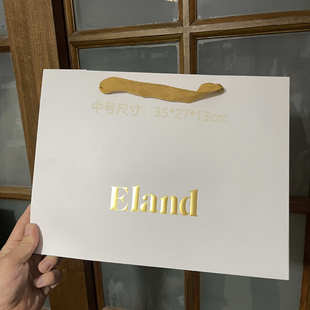 New Counter Genuine Eland Love Paper Bag White Handbag Hot Stamping Orange Peel Pattern Shopping Bag Gift Bag