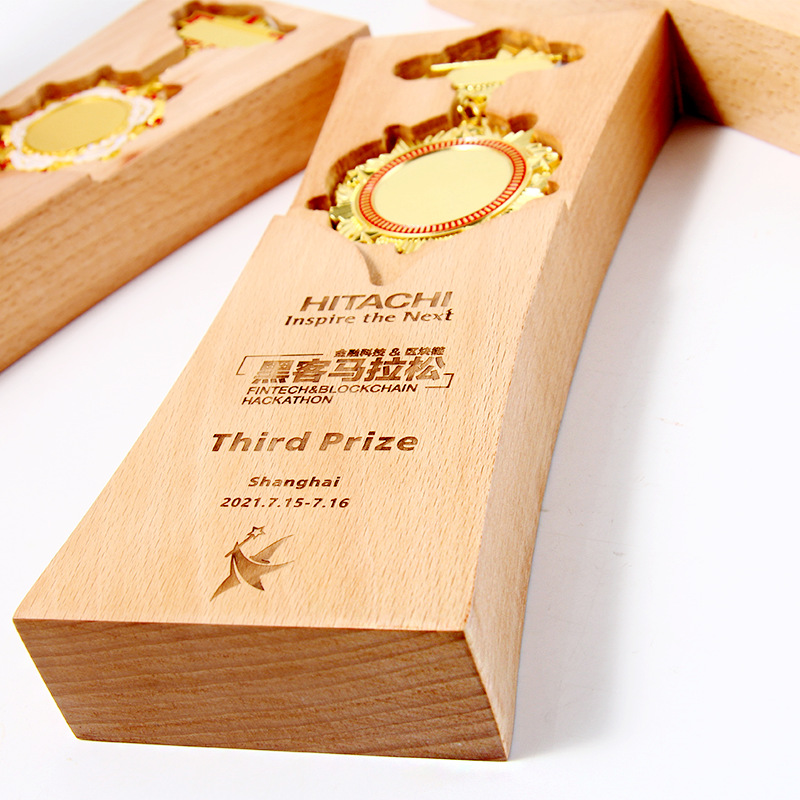 Trofeos de madera sólida Trofeos de madera creativos Medalla de mérito conmemorativa de jubilación Insignia de liderazgo Medalla de honor de maestros Trofeos