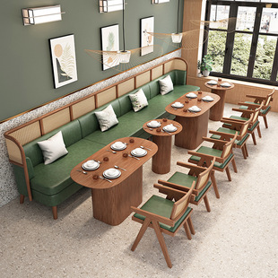 Commercial coffee milk tea snack barbecue hot pot restaurant table and chair combination solid wood rattan Japanese noodle restaurant Tea Restaurant card holder
