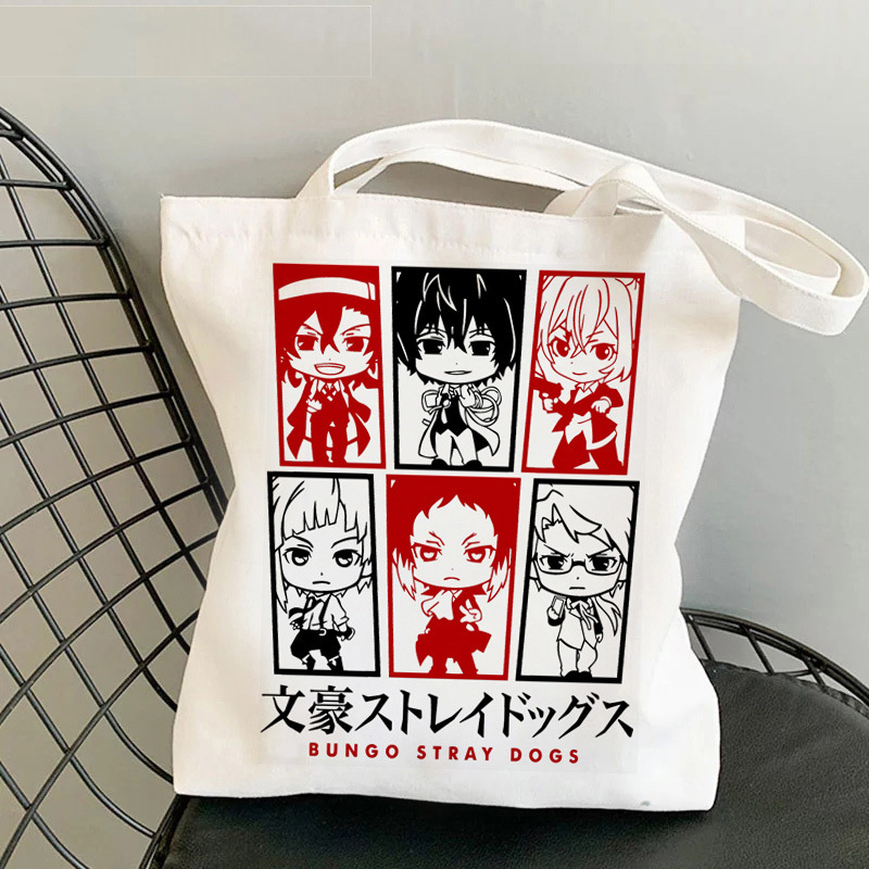 Comercio extranjero transfronterizo Bungou Stray Dogs impresión bolsa de lona Harajuku bolsa de hombro bolsa de moda bolsa de compras