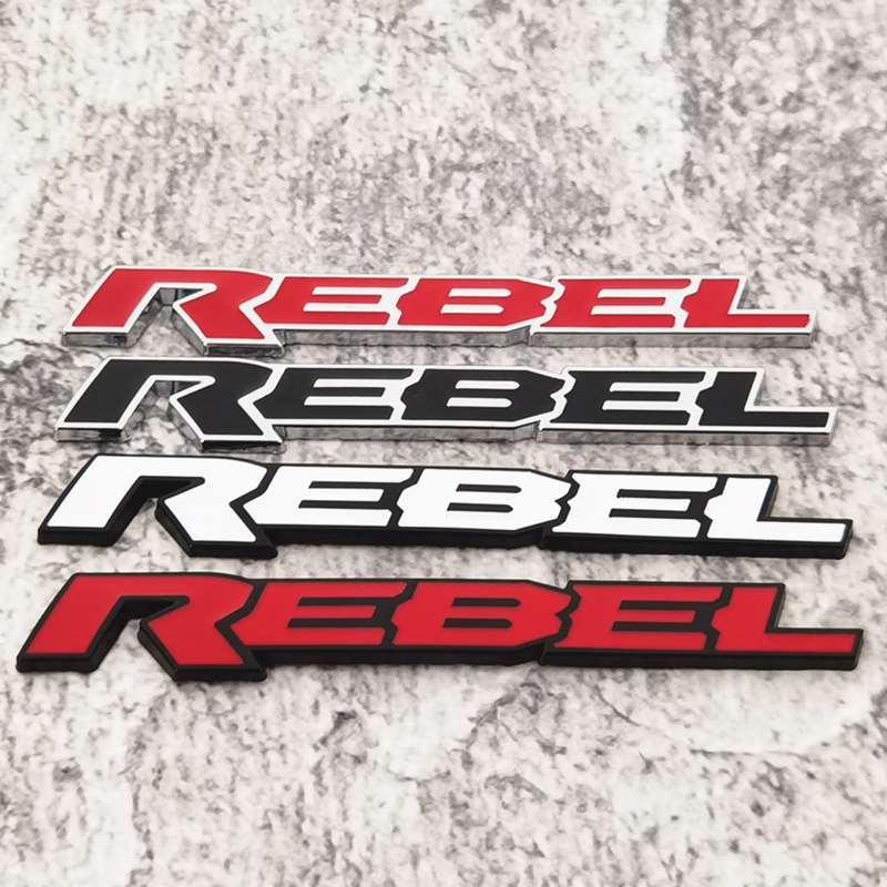 跨境改装REBEL字母车标 3D立体金属REBEL英文车身贴 个性字母车贴