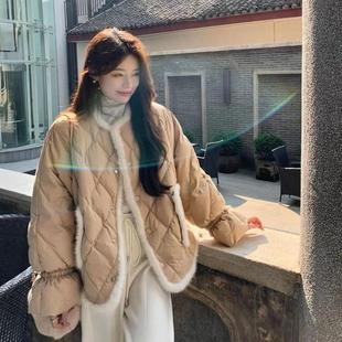 [Fujia Qianjin] Winter new stitching Xiaoxiang down jacket fashionable western style short outer wear slimming top for women
