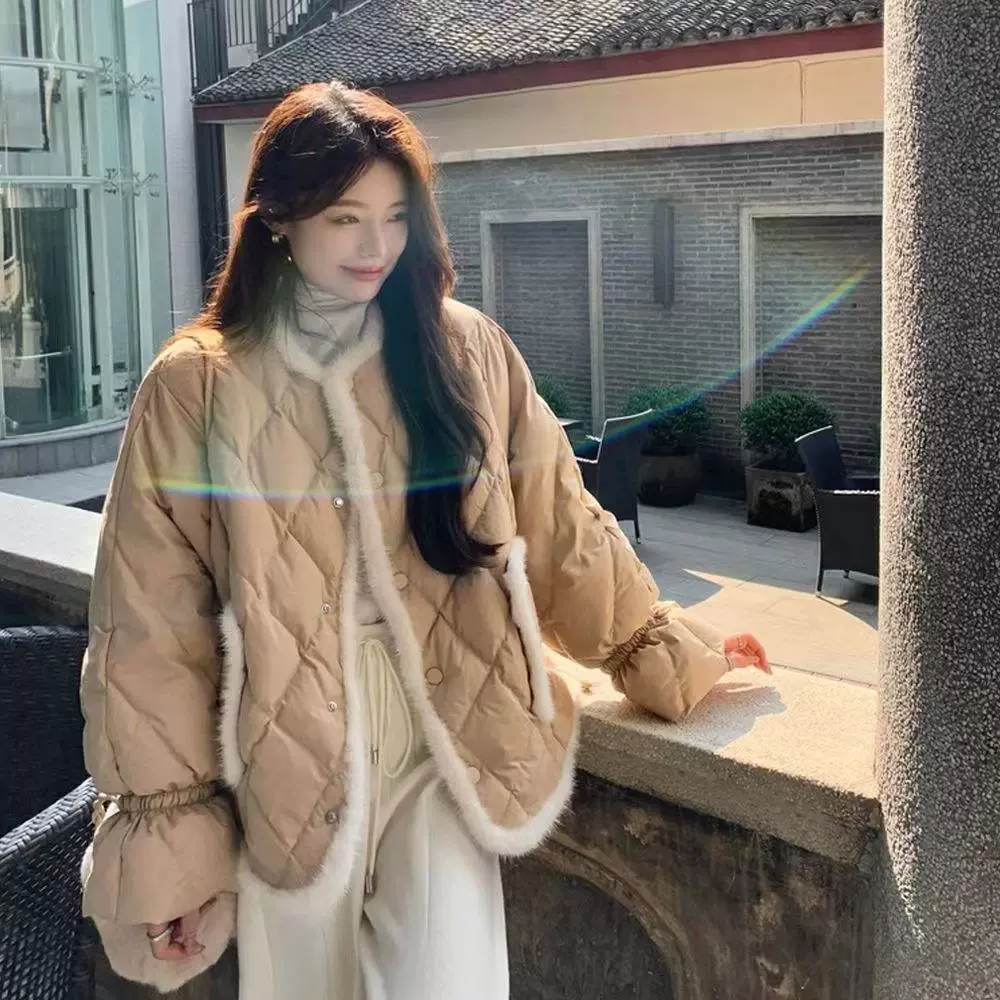 【富家千金】冬季新款拼接小香羽绒服时尚洋气短款外穿显瘦上衣女