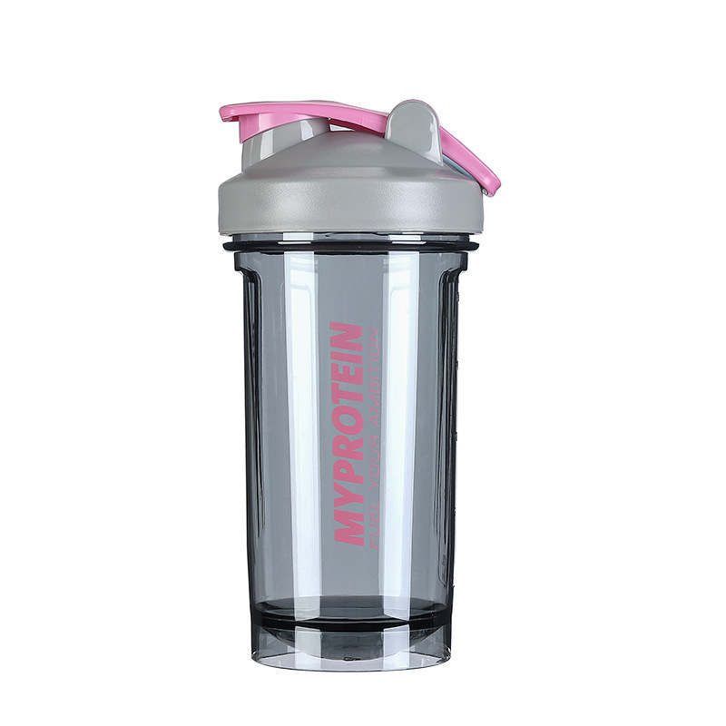 Vaso agitador de PC en polvo de proteína, portátil con escala, taza agitadora de fitness de gran capacidad, a prueba de fugas, taza de agua deportiva con bola agitadora