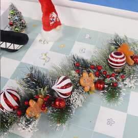 圣诞节装饰80cm仿真松针冬青果壁炉门框装饰客厅挂件摆件圣诞藤条