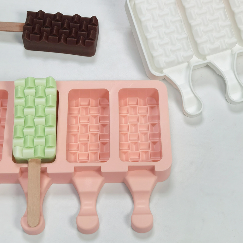 Sanxin molde de silicona de helado de bambú DIY simple helado cubo de hielo Popsicle fabricante de hielo herramienta abrasiva transfronteriza exclusiva