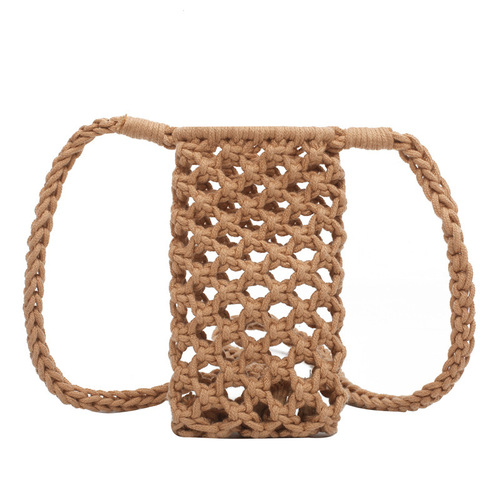 Ins hot-selling style, fashionable and versatile, popular woven shoulder cross-body mobile phone bag, new summer cotton rope cross-body bag