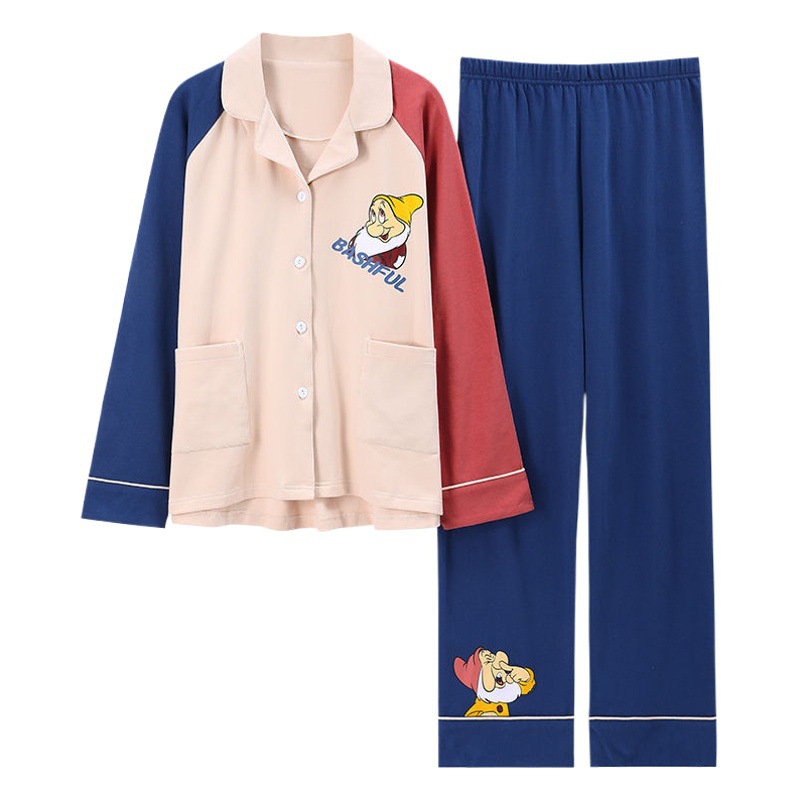 Pijamas de las mujeres Primavera, Otoño e Invierno 100% algodón de manga larga de estilo coreano dulce lindo estudiante cardigan ropa para el hogar