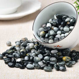 厂家供应天然玉化鹰眼石圆角碎石灰虎眼石鱼缸花盆摆件造景石