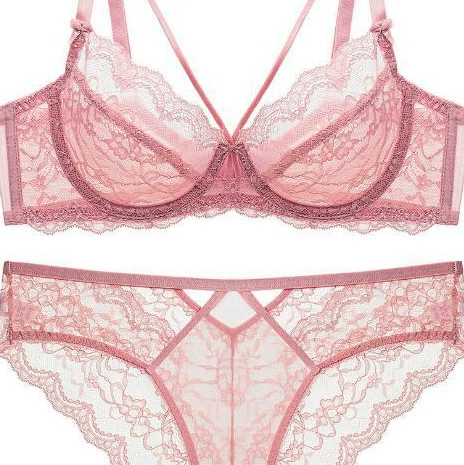 Ultra-thin Lace Bra Set, Sheer Design with Light Padding Option, Sizes 70A–90E