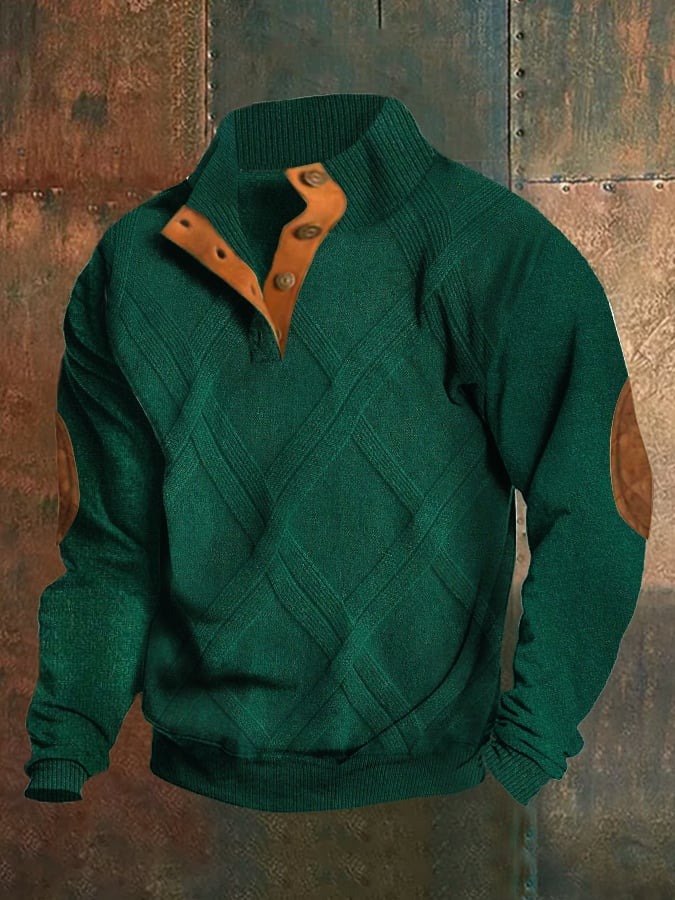 Men's Four-button Long-sleeved Sweater Image 13