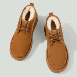 雪地靴男款冬季东北人造长绒毛加绒加厚底防滑高帮男士保暖大棉鞋