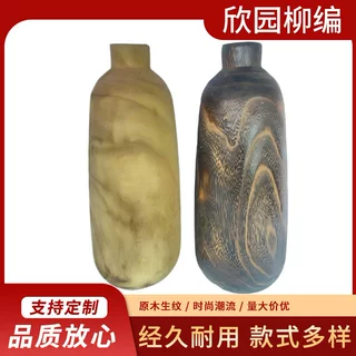 田园风格实木花瓶插花花器泡桐木工艺品摆件装饰桌面客厅展柜花瓶