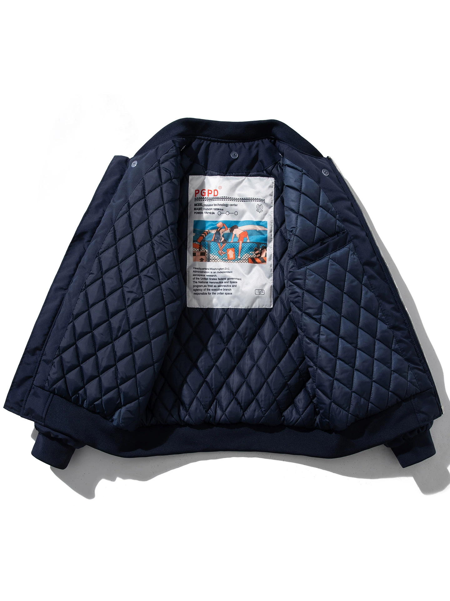 美式工装飞行员夹克男女情侣简约纯色棒球服蓝色加厚棉衣服外套潮