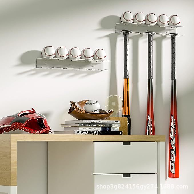 亚克力壁挂式平棒球棒挂架杆垒球棒支架球棒球棍展示架挂墙
