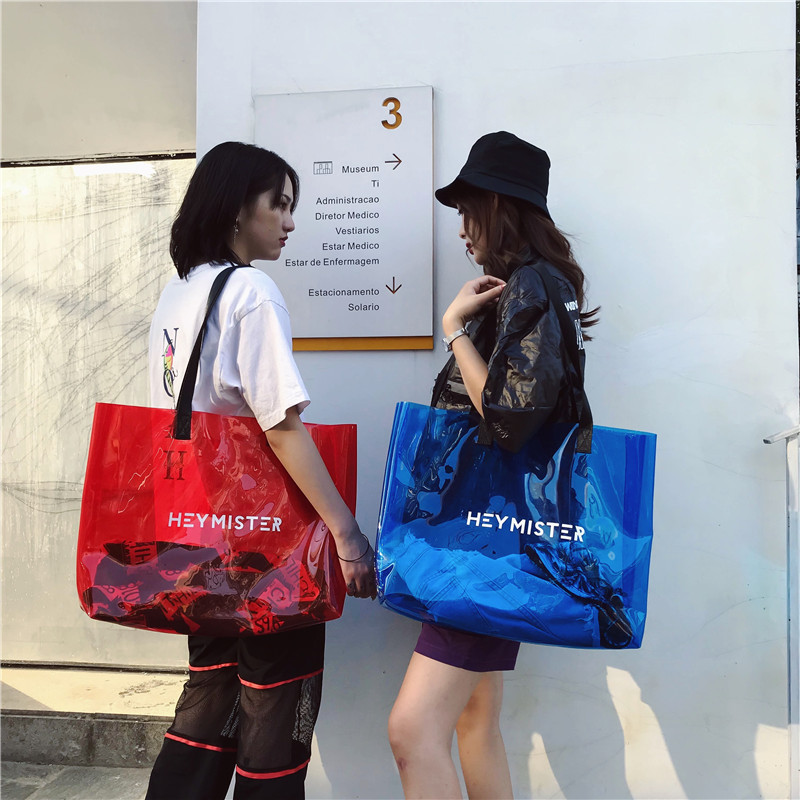 Pvc Handbag Large Capacity Single Shoulder Casual Korean Style Fashion New Model Women's Personalized Transparent Jelly Bag Can Be Printed with Logo Pvc Handbag Large Capacity Single Shoulder Casual Korean Style Fashion New Model Women's Personalized Transparent Jelly Bag Can Be Printed with Logo
