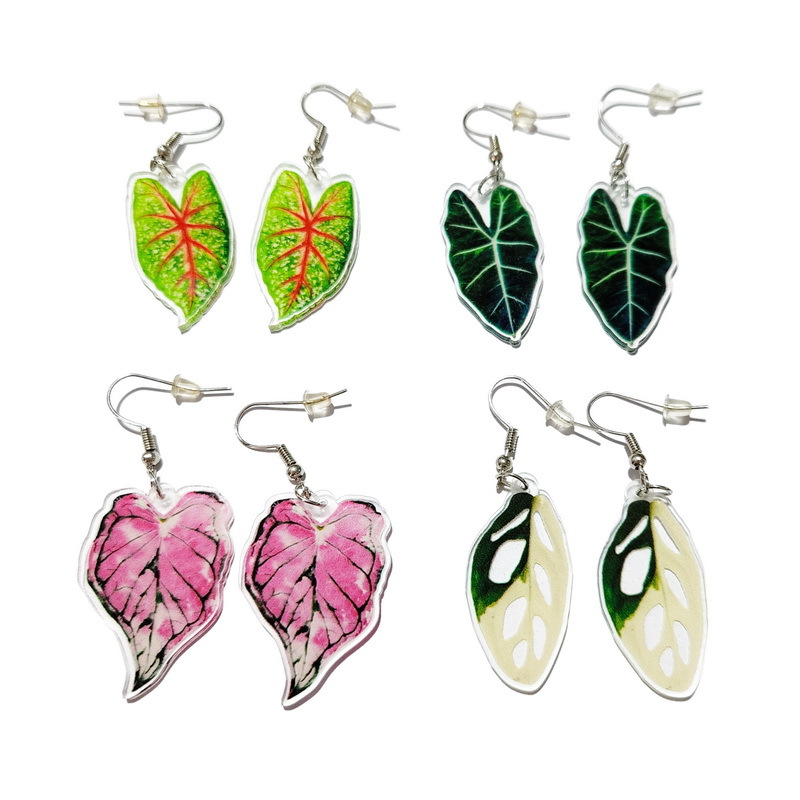 1 Pair Vacation Leaves Arylic Drop Earrings display picture 1