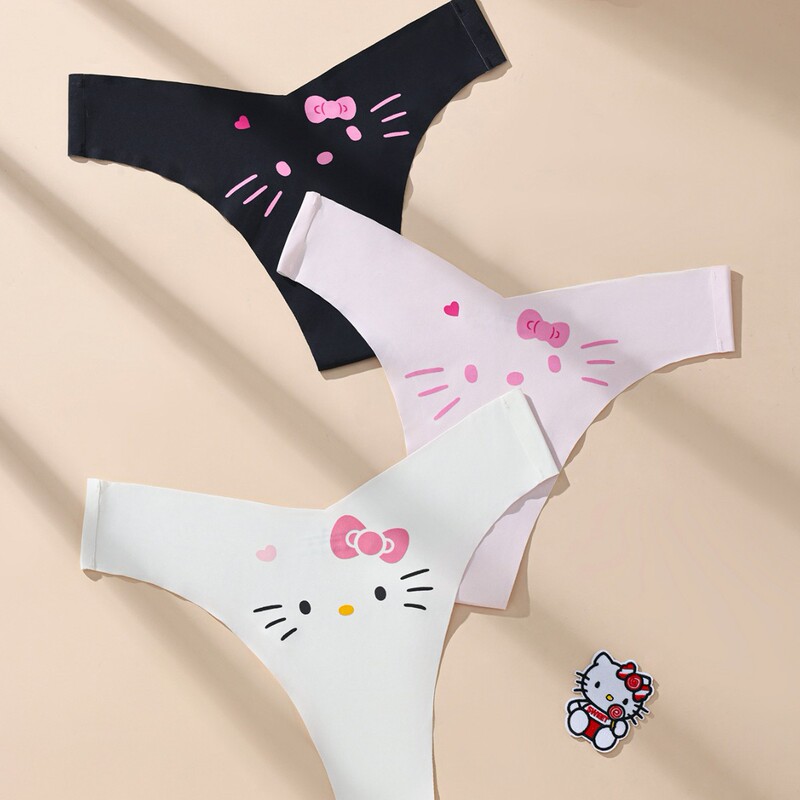 Cross-Border New Hello Kitty Cute Cat Summer Ice Silk Underwear Beach Sunbathing Sexy Thong