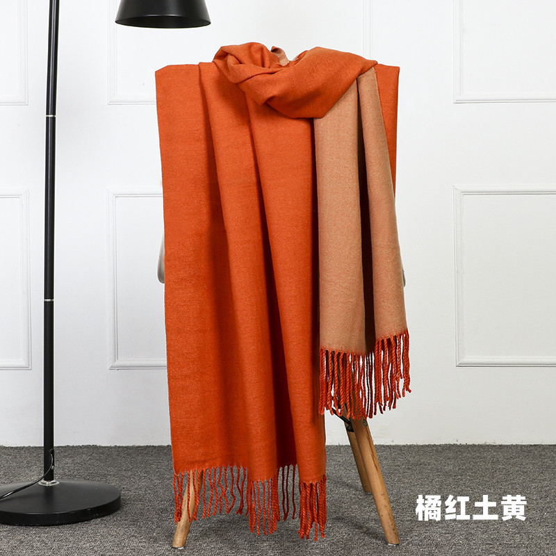 ウールスカーフ女性冬厚い暖かい女性ショールカシミヤスカーフ秋冬男性両面スカーフ卸売|undefined