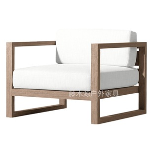 Fujiki Yuanyi Courtyard Sofa Teak Furniture Balcony Outdoor Leisure Chair Anti-corrosion All Solid Wood Outdoor Sofa Combination