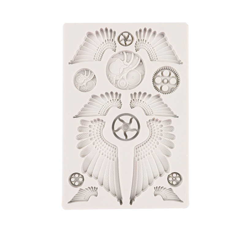 Alas grandes y pequeñas formas de engranajes molde de silicona alas mecánicas molde de horneado de chocolate molde de decoración de pastel de fondant