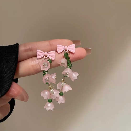 Silver needle sweet super fairy flower tassel earrings Internet celebrity temperament fashion girl earrings earrings Korean new earrings