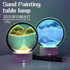創意3d流砂画小夜灯ダイナミック砂時計置物誕生日プレゼントプレゼントホームデスクトップデスク装飾