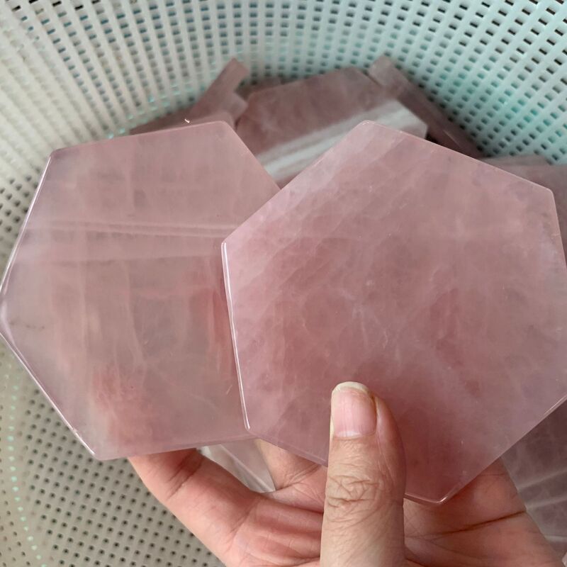 粉晶芙蓉石茶杯マット断熱マットホーム玉工芸置物アクセサリー天然大理石断熱マット|undefined