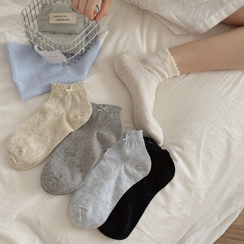 Small lucky mesh socks thin mesh summer socks South Korea ins bow socks women sweet jk socks wholesale