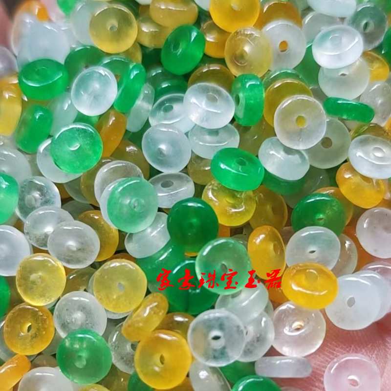 翡翠三彩氷種そろばん玉散珠小平安ボタンdiyアクセサリービーズビーズビーズビーズブレスレット材料6mm|undefined